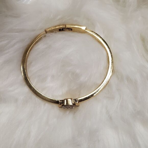 Gold Rhinestone Bangle Bracelet - Picture 2 of 3